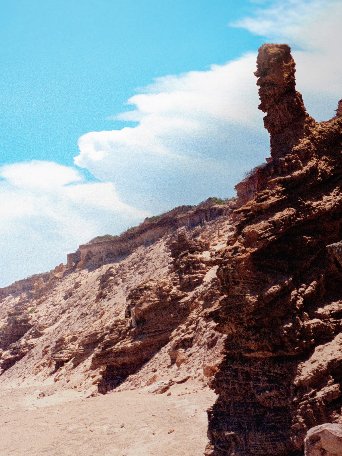 Close-up detail of the Thirteenth Beach Rock Tower giclée print on archival Smooth Pearl photo paper