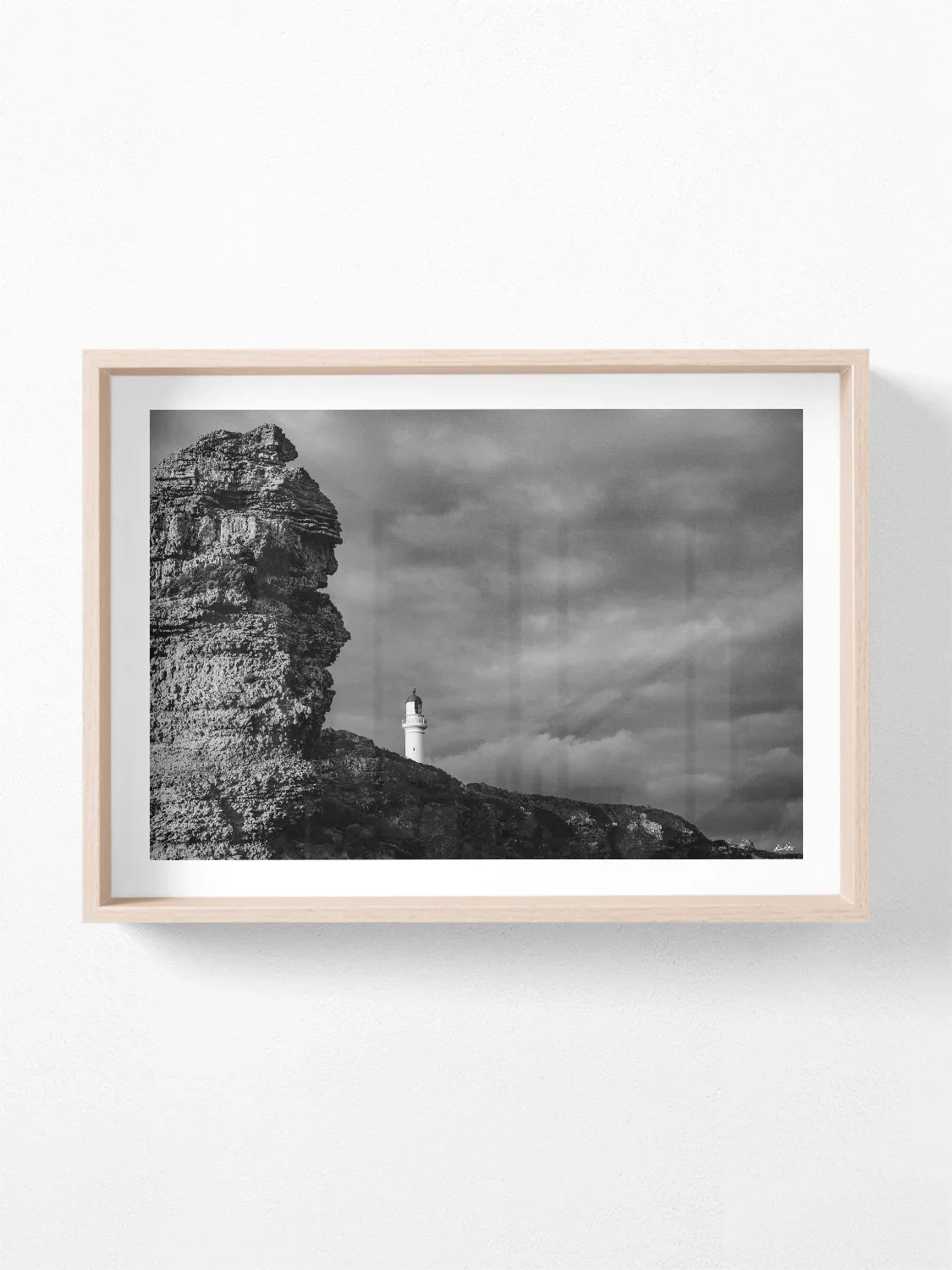 Aireys Inlet Lighthouse and Rocks Black and White