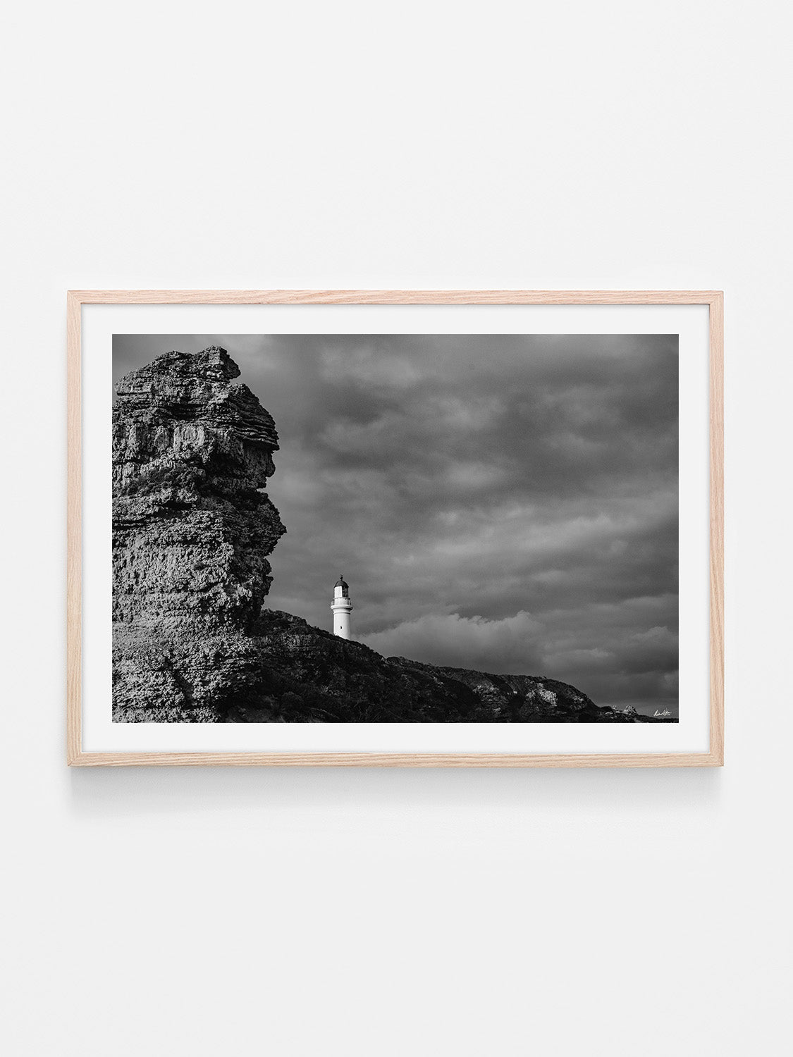 Aireys Inlet Lighthouse and Rocks Black and White