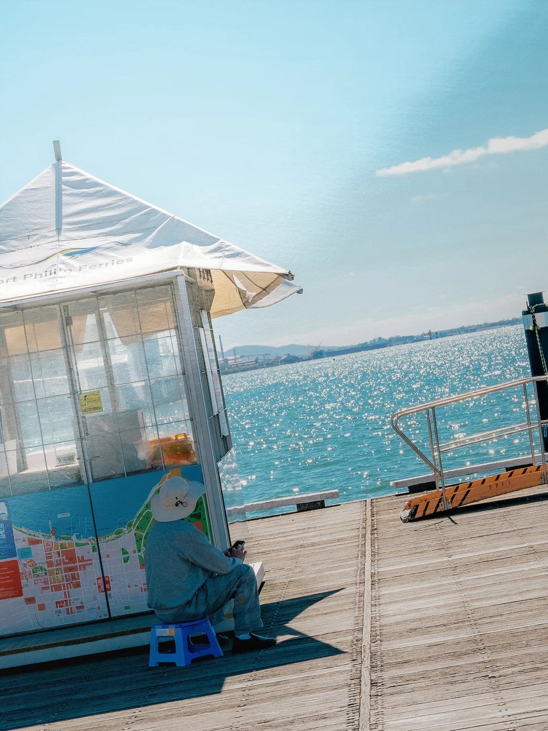 Geelong Pier Fisherman in Autumn Sun