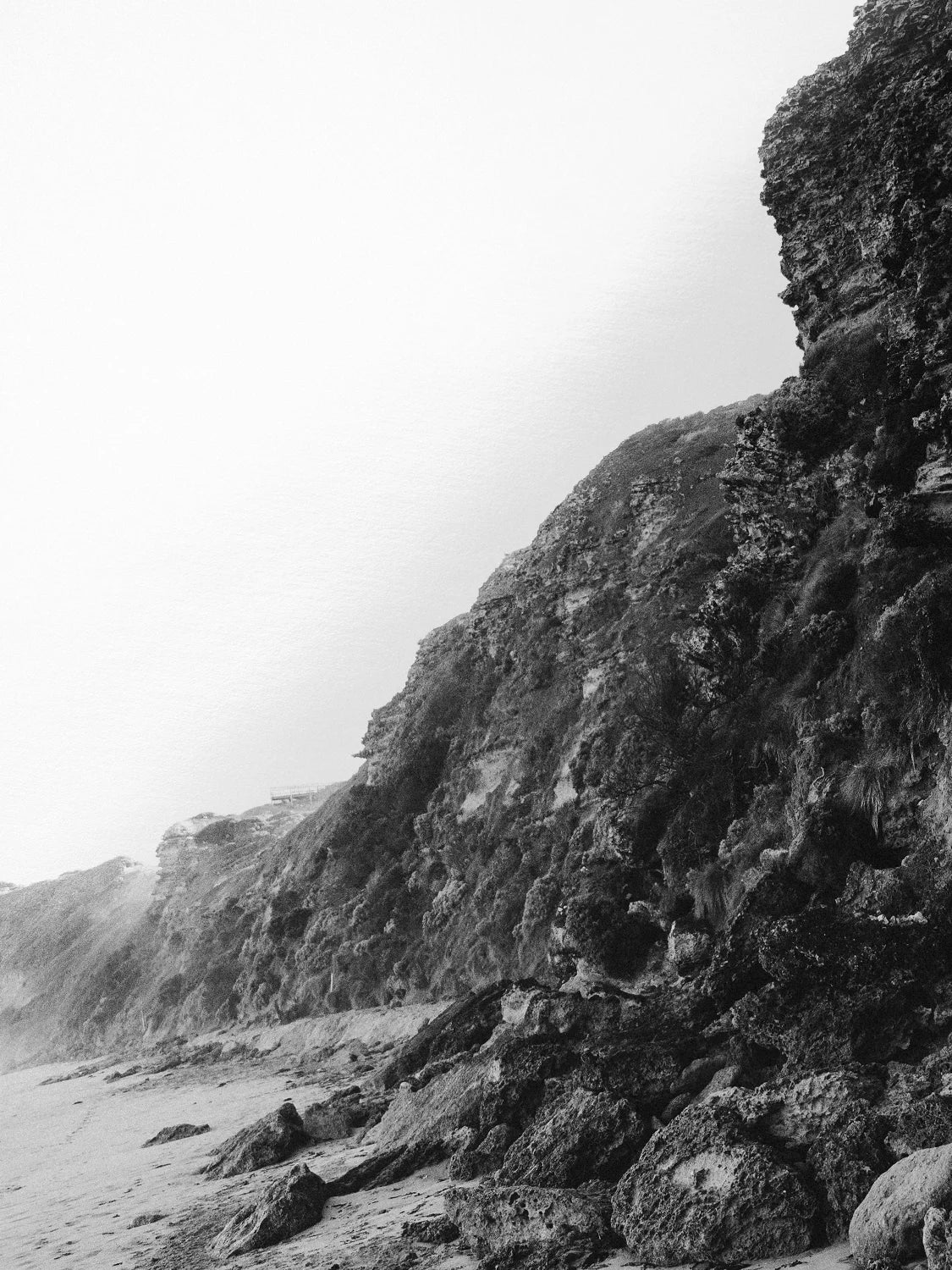 Jan Juc Cliffs in Black and White