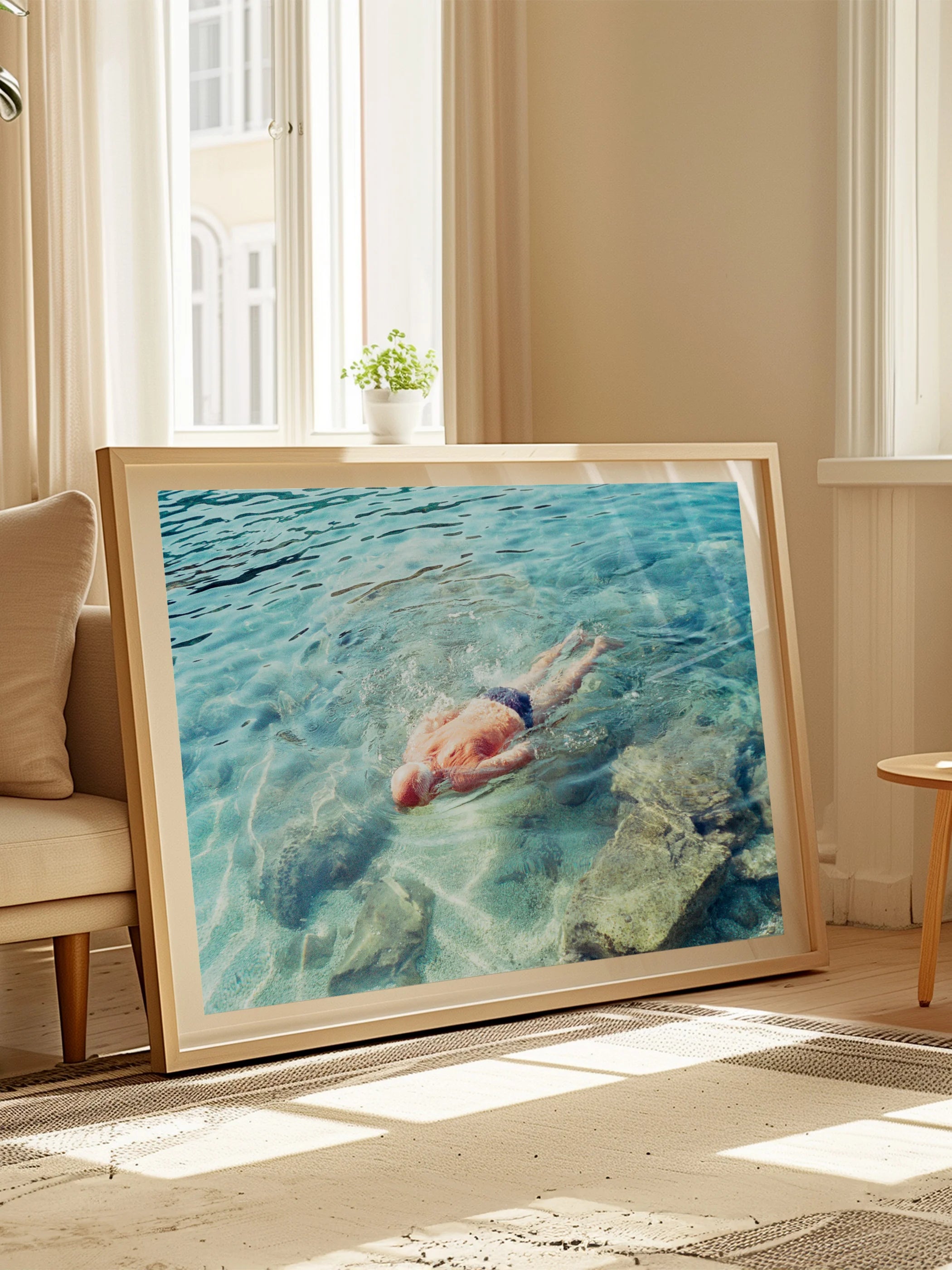 Man Swimming in Dubrovnik, Croatia