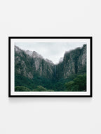 Mount Buffalo Rock Face and Waterfall in Cloud