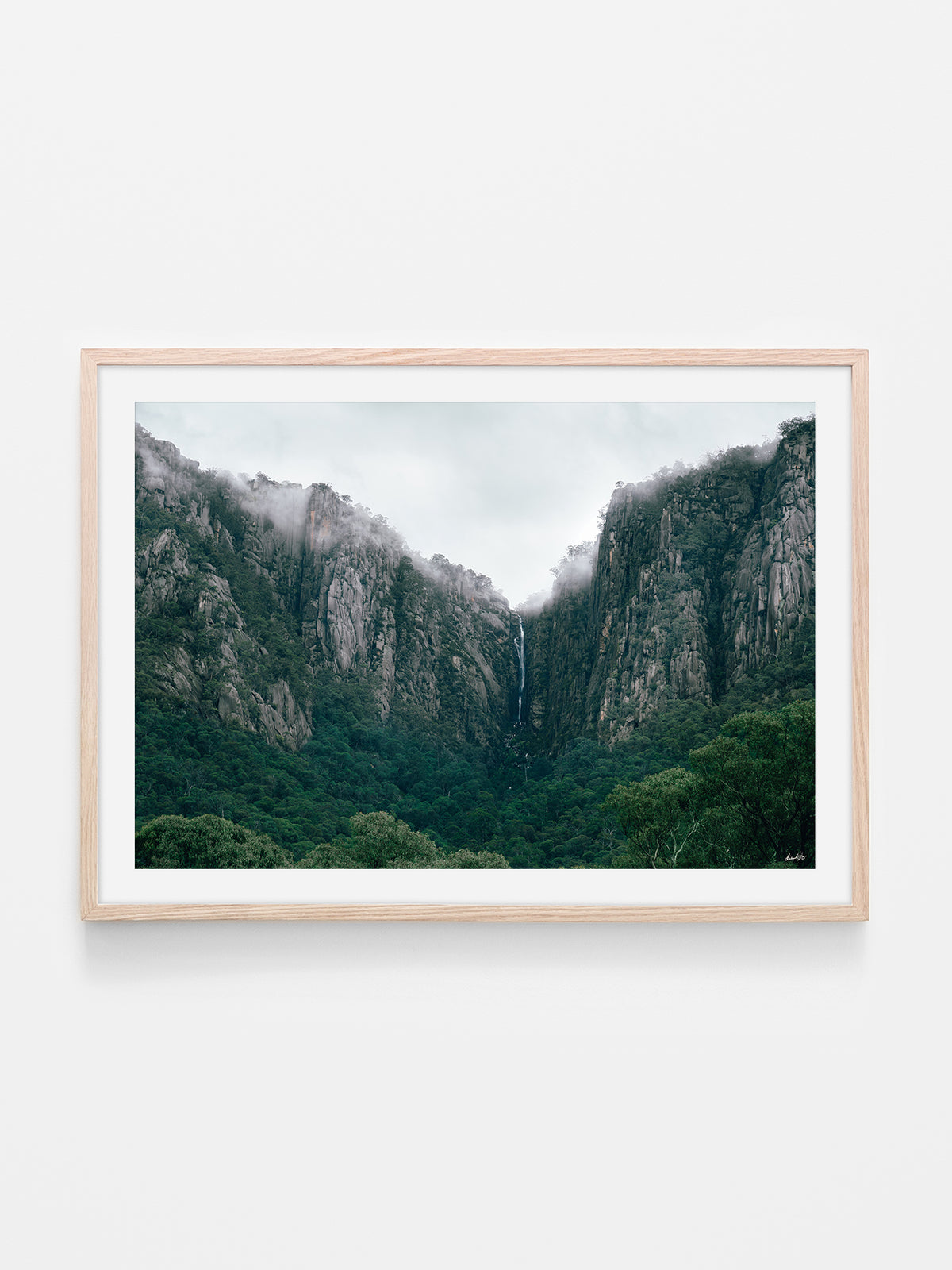 Mount Buffalo Rock Face and Waterfall in Cloud