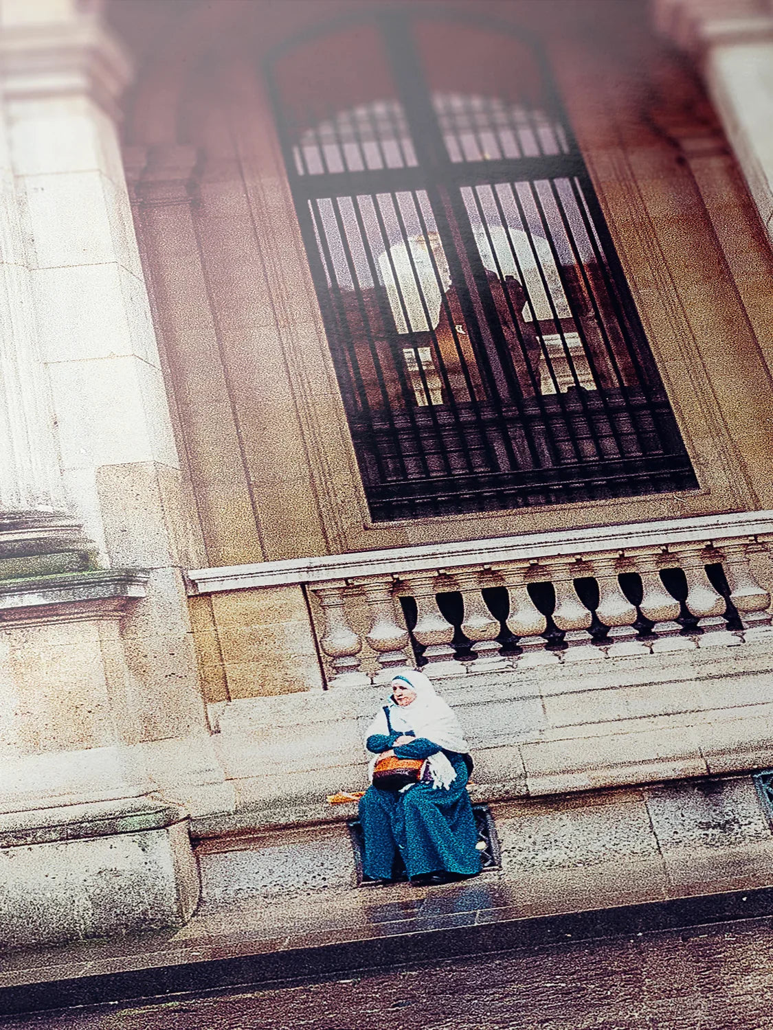 Paris Nun Sitting at Louvre Museum