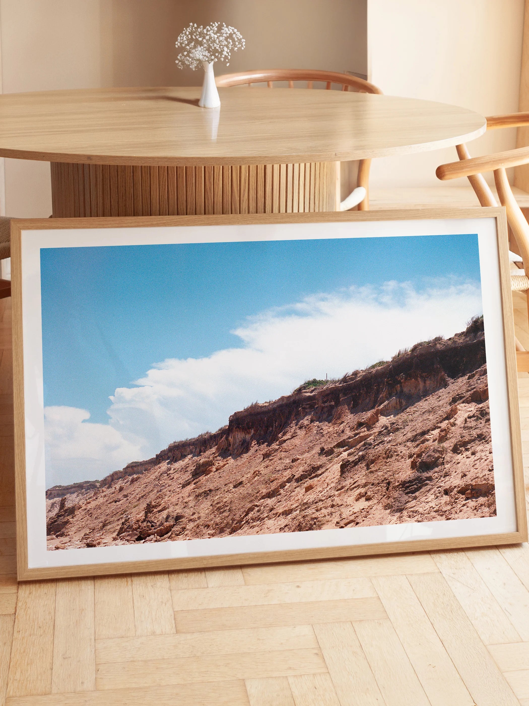 Thirteenth Beach Cliffs, Rocks and Clouds Landscape