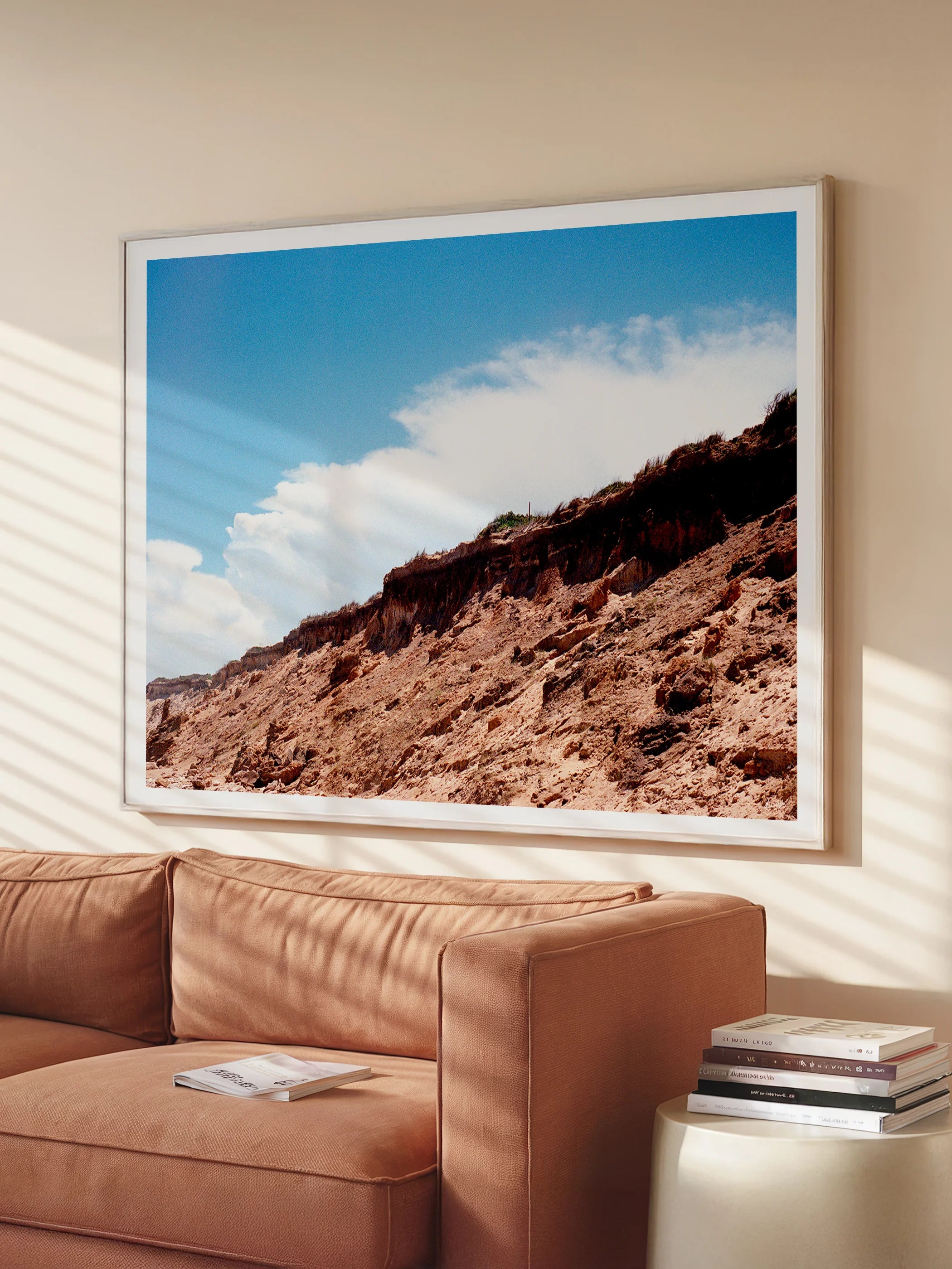 Thirteenth Beach Cliffs, Rocks and Clouds Landscape