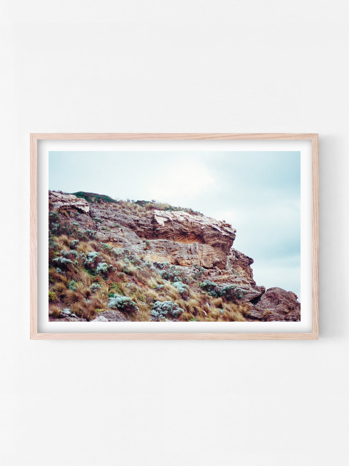 Barwon Heads Bluff print in a natural oak shadowbox frame