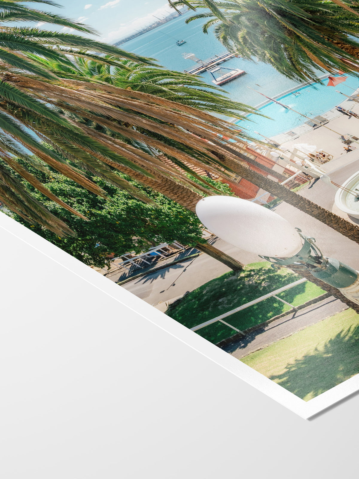 Corner of the Eastern Beach Stairs to Pavilion View print showing archival Smooth Pearl photo paper and white border