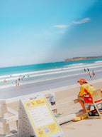 Close-up detail of the Ocean Grove Surf Life Savers in Summer giclée print on archival Smooth Pearl photo paper