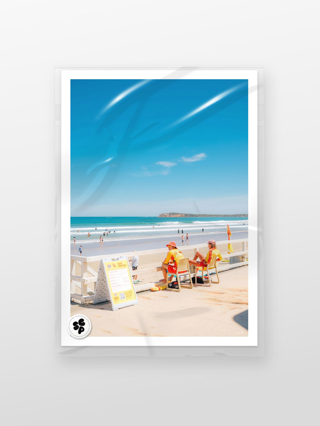 Ocean Grove Surf Life Savers in Summer print in a protective sleeve