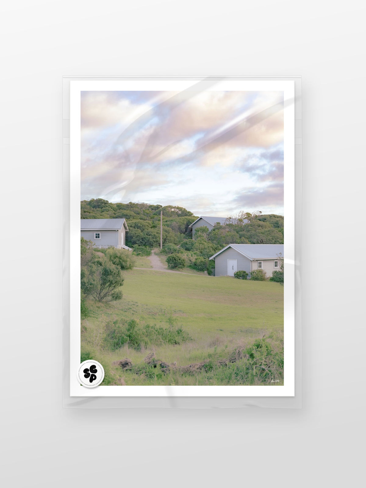 Point Lonsdale Heritage Huts on Lighthouse Approach print in a protective sleeve