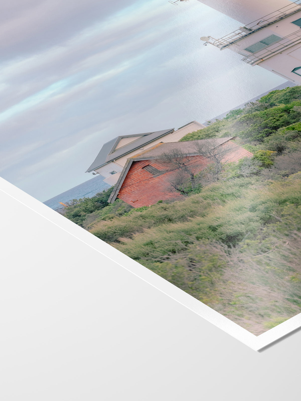 Corner of the Point Lonsdale Lighthouse Above the Scrub print showing archival Smooth Pearl photo paper and white border