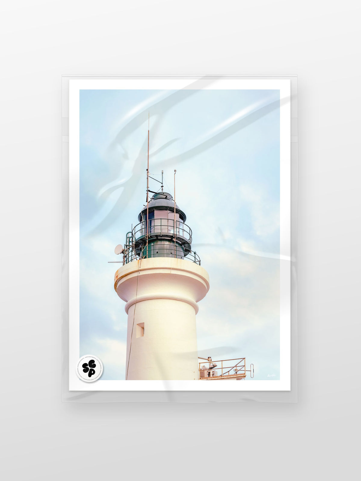Point Lonsdale Lighthouse Beacon in Winter Sunset Light print in a protective sleeve