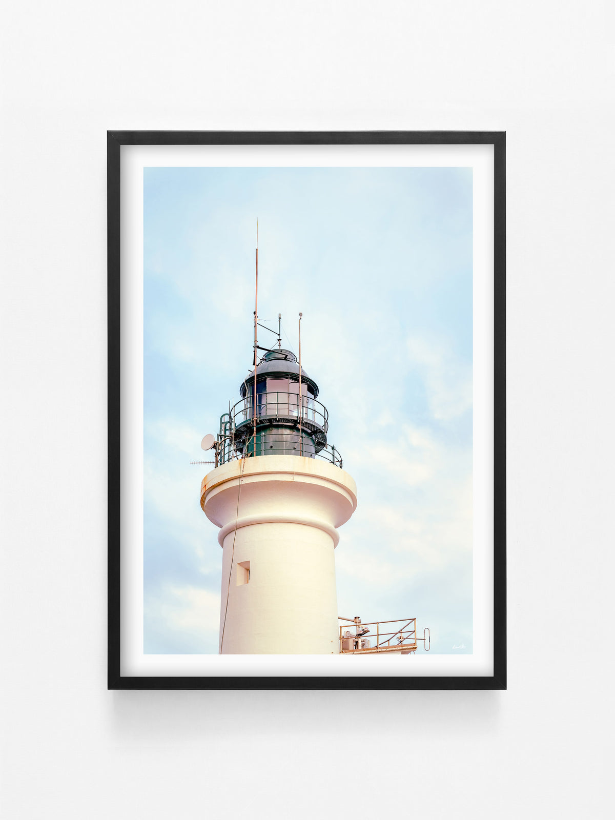 Point Lonsdale Lighthouse Beacon in Winter Sunset Light print in a black shadowbox frame