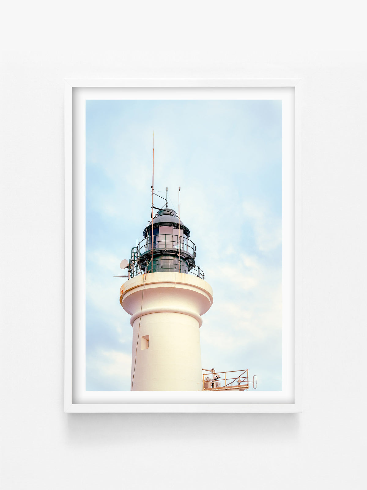 Point Lonsdale Lighthouse Beacon in Winter Sunset Light print in a white shadowbox frame, Bellarine Peninsula