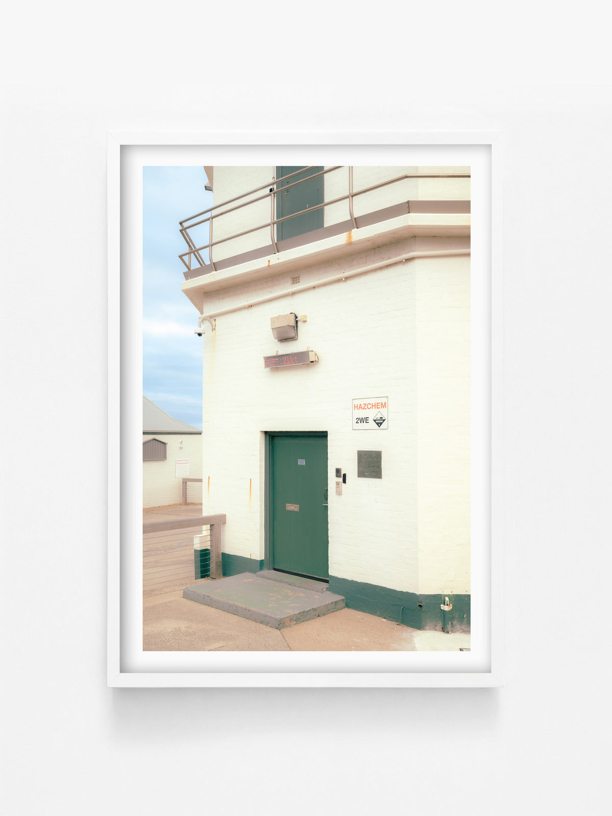 Point Lonsdale Lighthouse Door print in a white shadowbox frame, Bellarine Peninsula