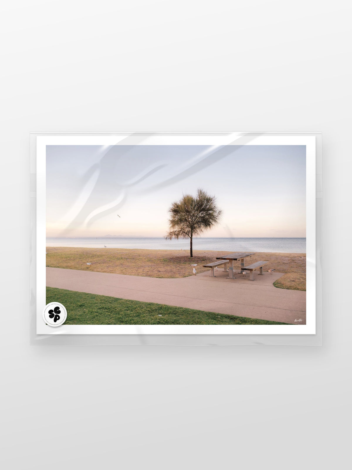 Portarlington Beach at Sunset print in a protective sleeve