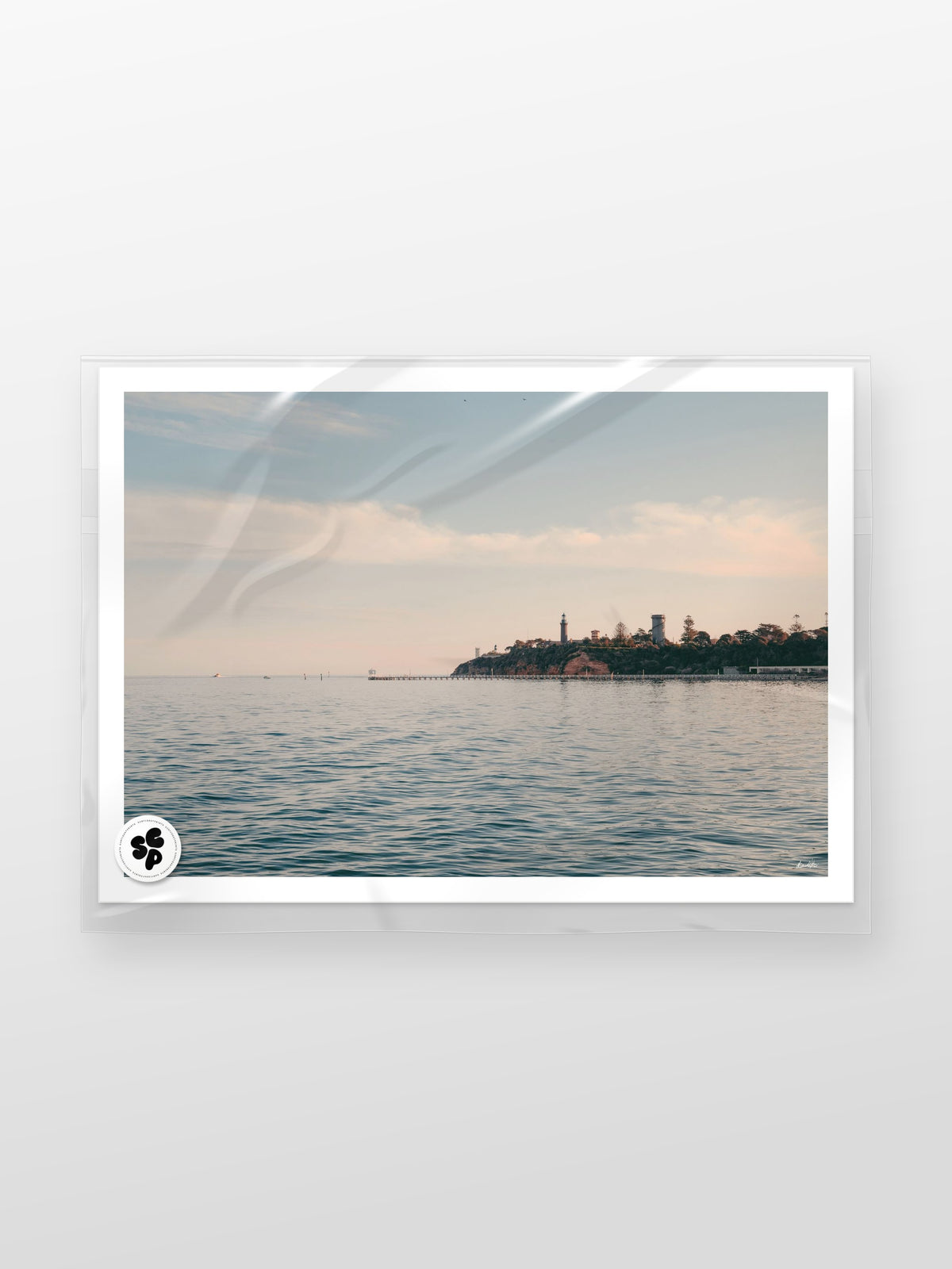 Queenscliff Black Lighthouse View print in a protective sleeve
