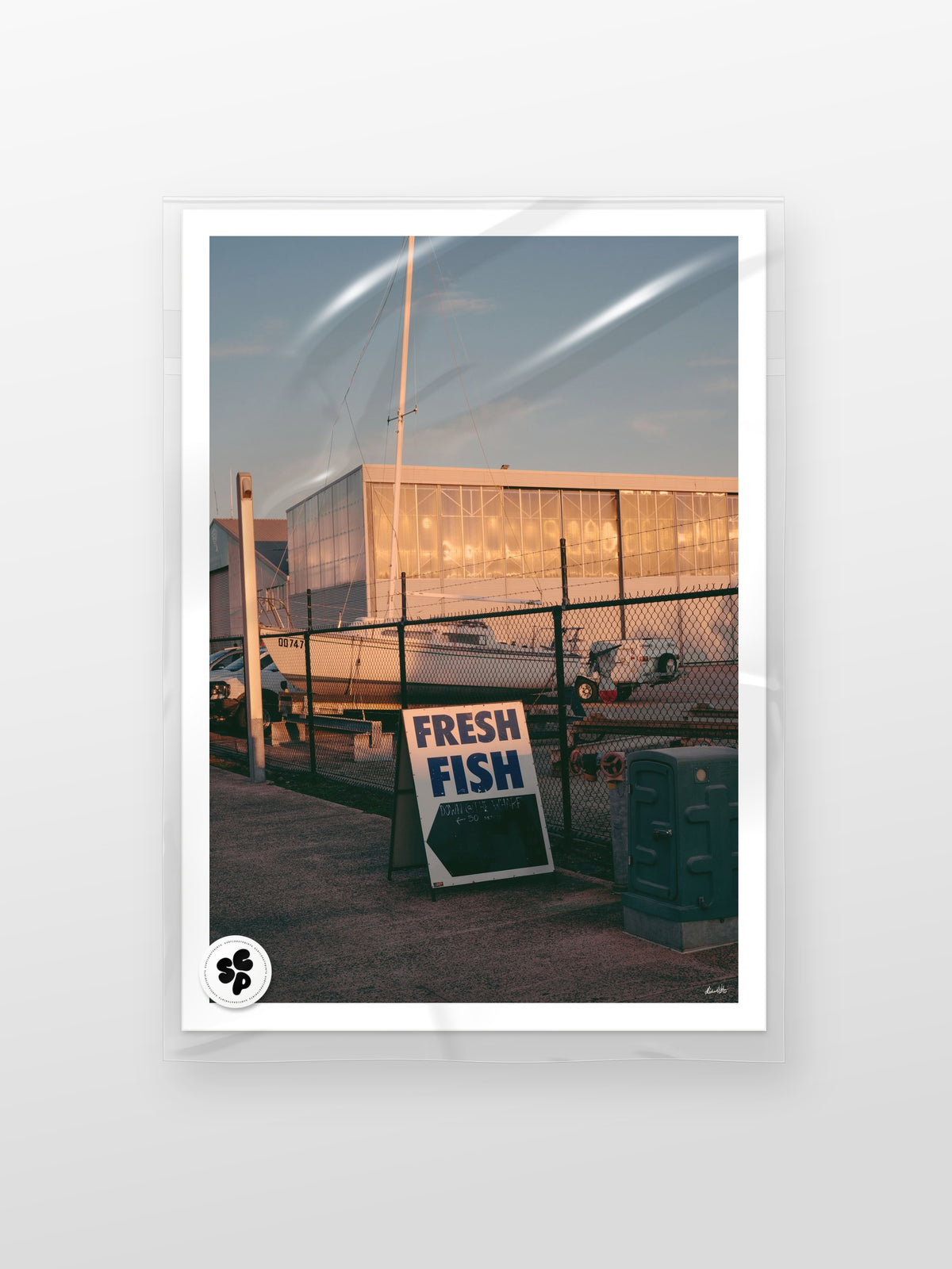 Queenscliff Harbour Fish and Chips print in a protective sleeve