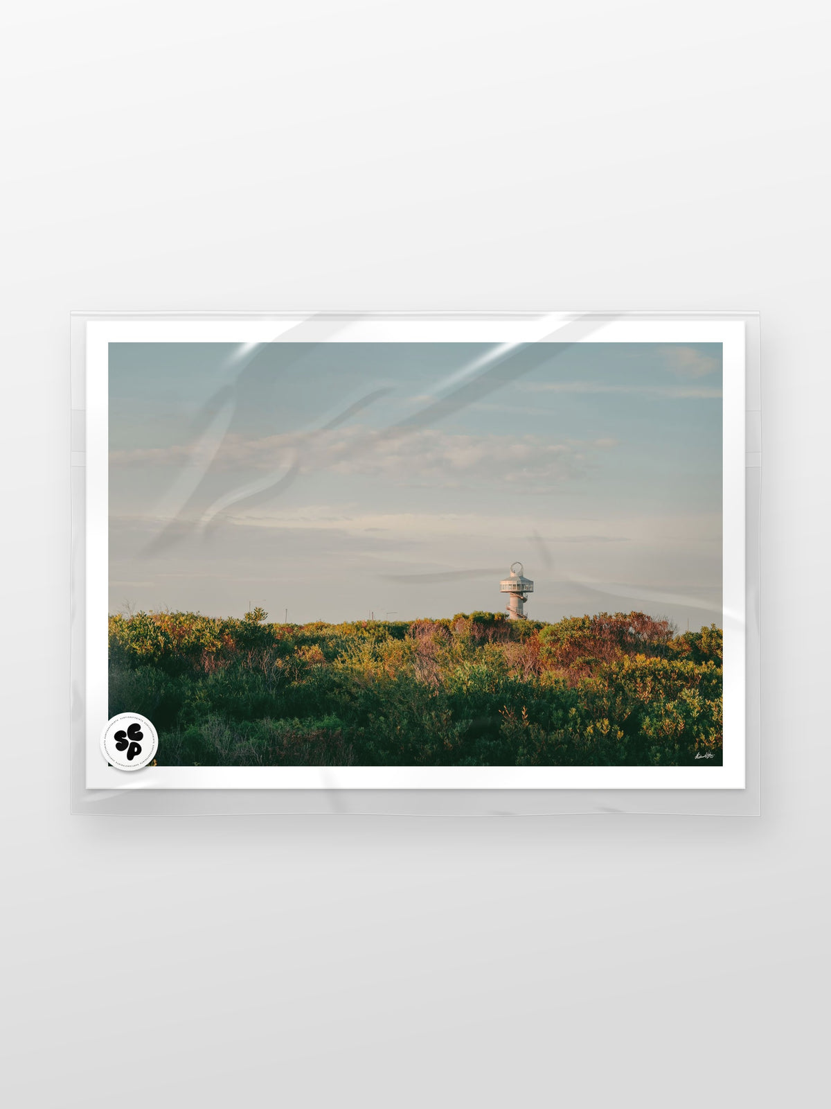 Queenscliff Harbour Observation Tower at Sunset print in a protective sleeve