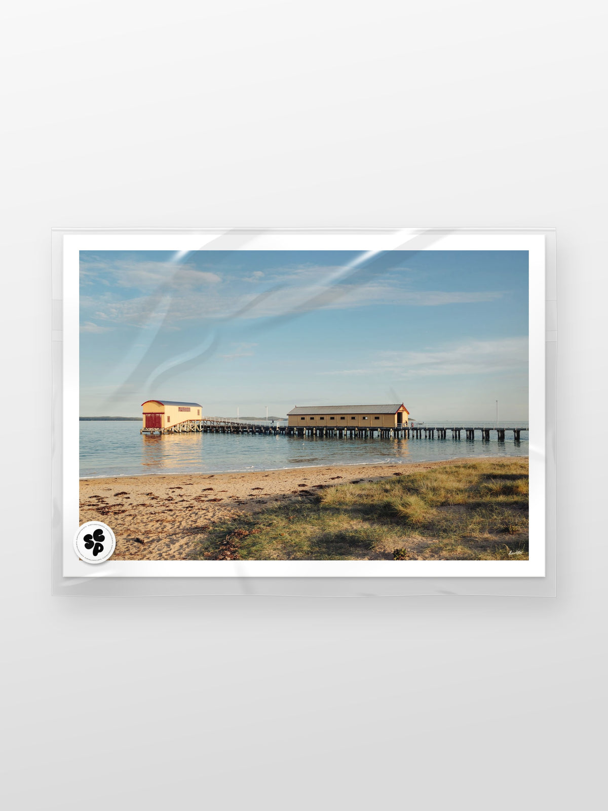 Queenscliff South Pier print in a protective sleeve