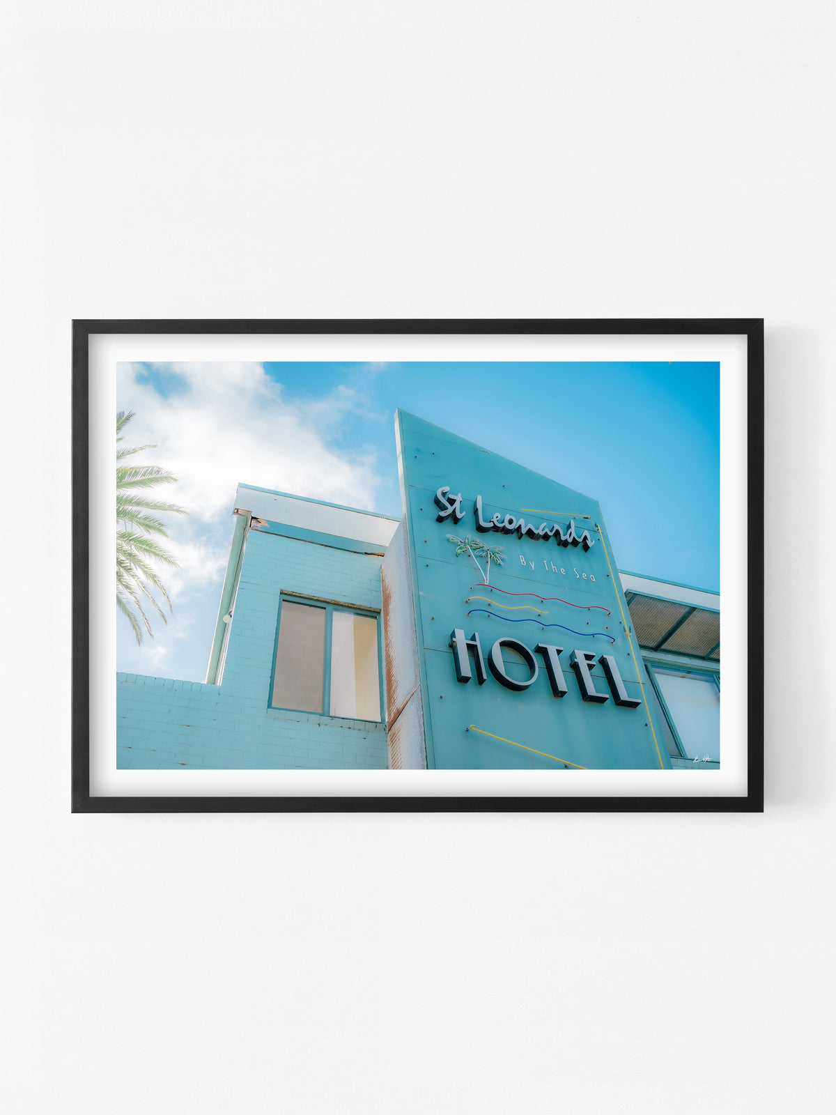 St Leonards Hotel By The Sea print in a black shadowbox frame