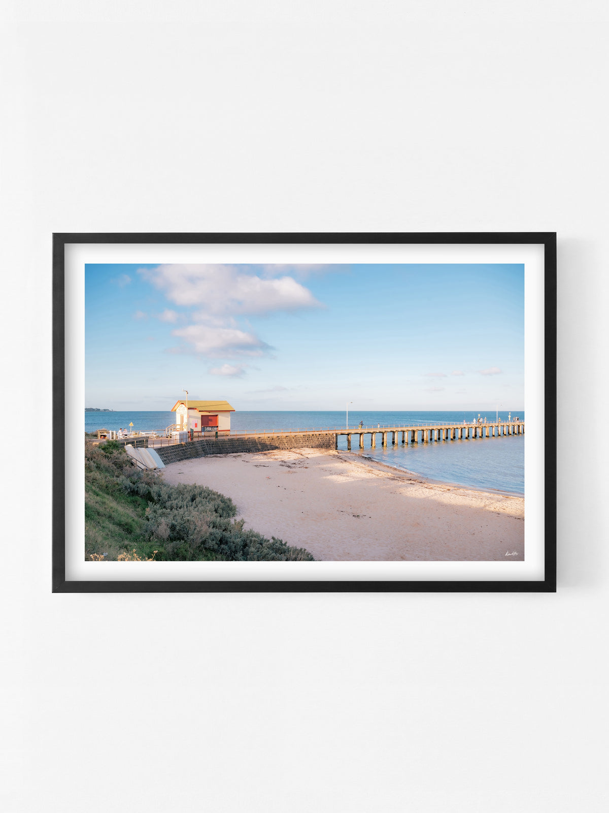 St Leonards Pier at Sunset print in a black shadowbox frame