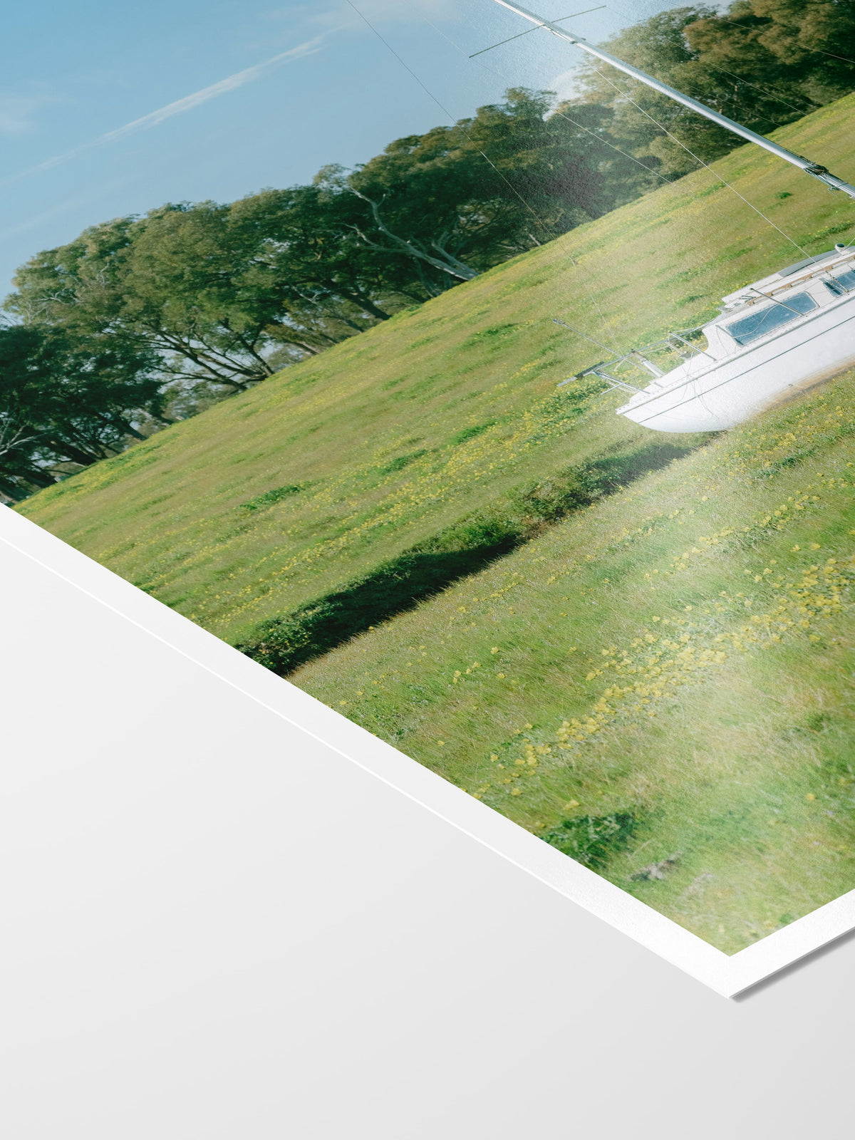 Corner of the Stranded print showing archival Smooth Pearl photo paper and white border