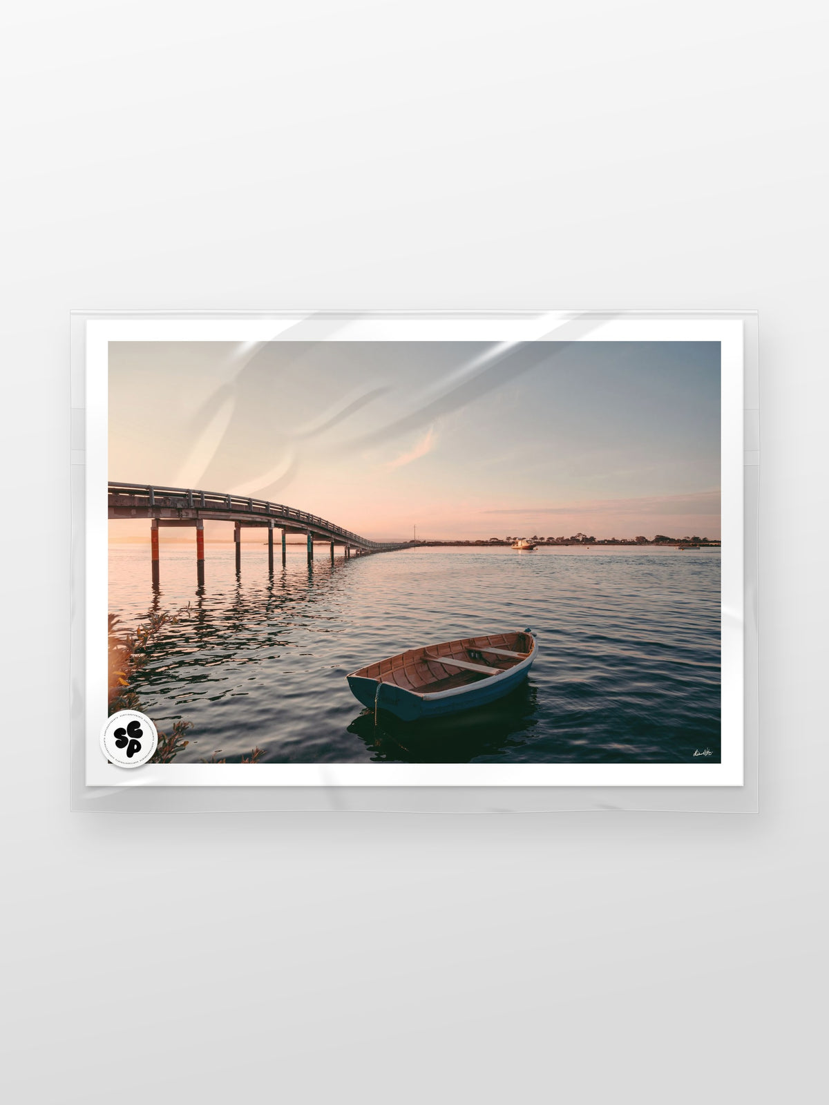 Swan Island Bridge Queenscliff at Sunset print in a protective sleeve