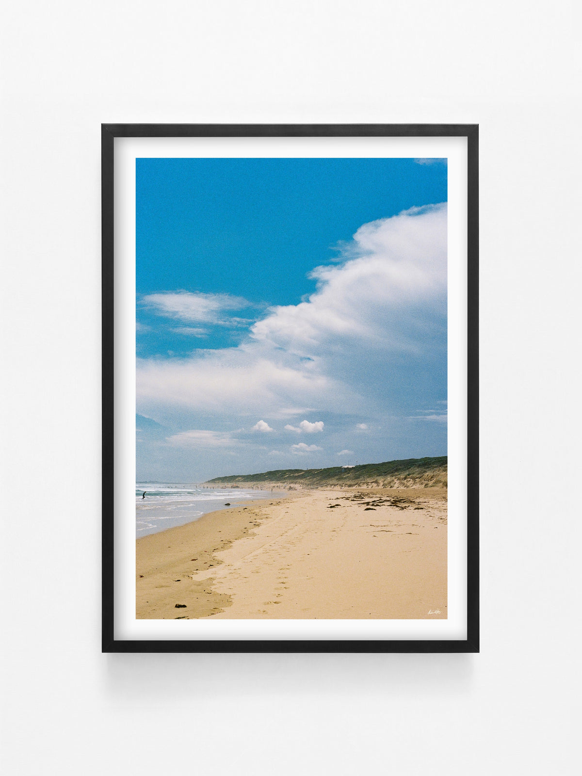 Thirteenth Surf Beach Before Summer Storm print in a black shadowbox frame
