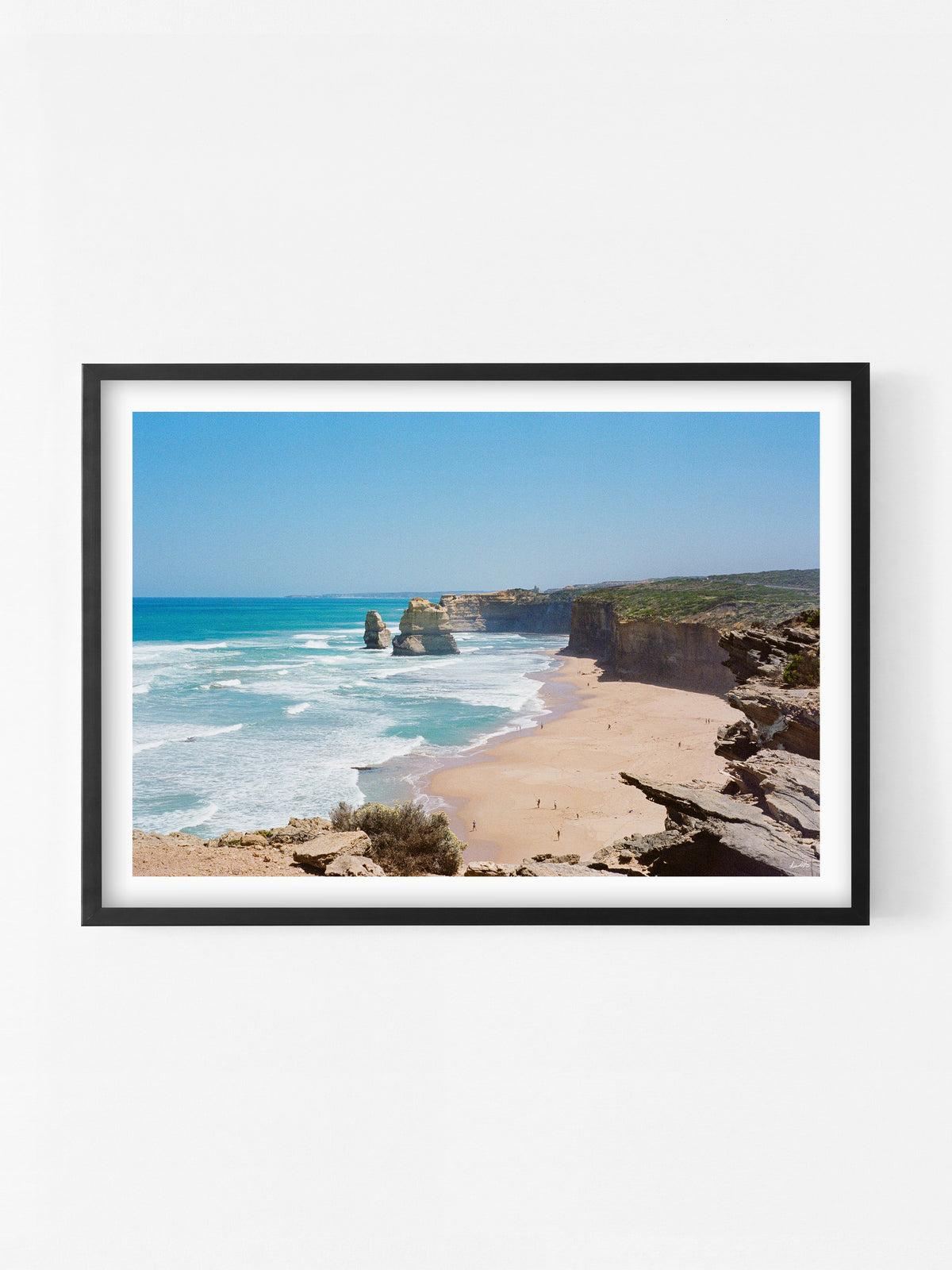 Twelve Apostles Great Ocean Road Landscape print in a black shadowbox frame