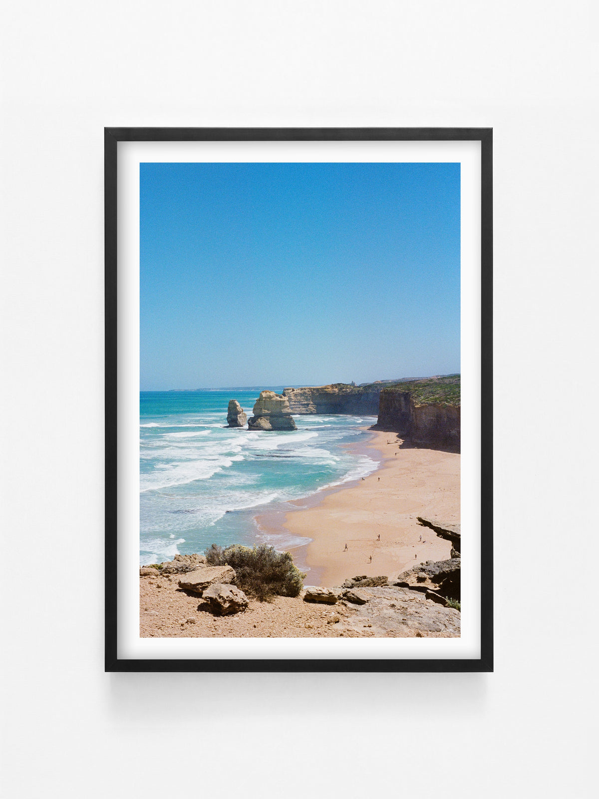 Twelve Apostles Great Ocean Road Portrait print in a black shadowbox frame