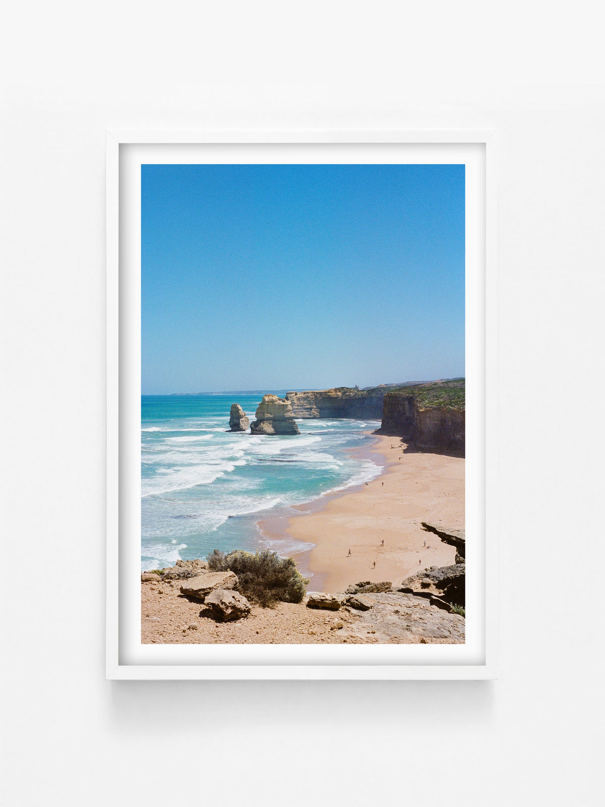 Twelve Apostles Great Ocean Road Portrait print in a white shadowbox frame