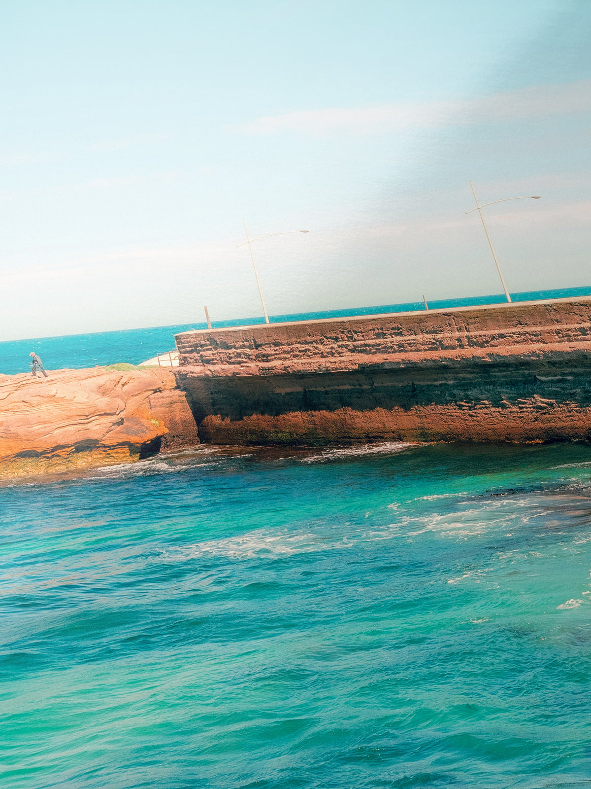 Close-up detail of the Warrnambool Pier Morning Walk giclée print on archival Smooth Pearl photo paper