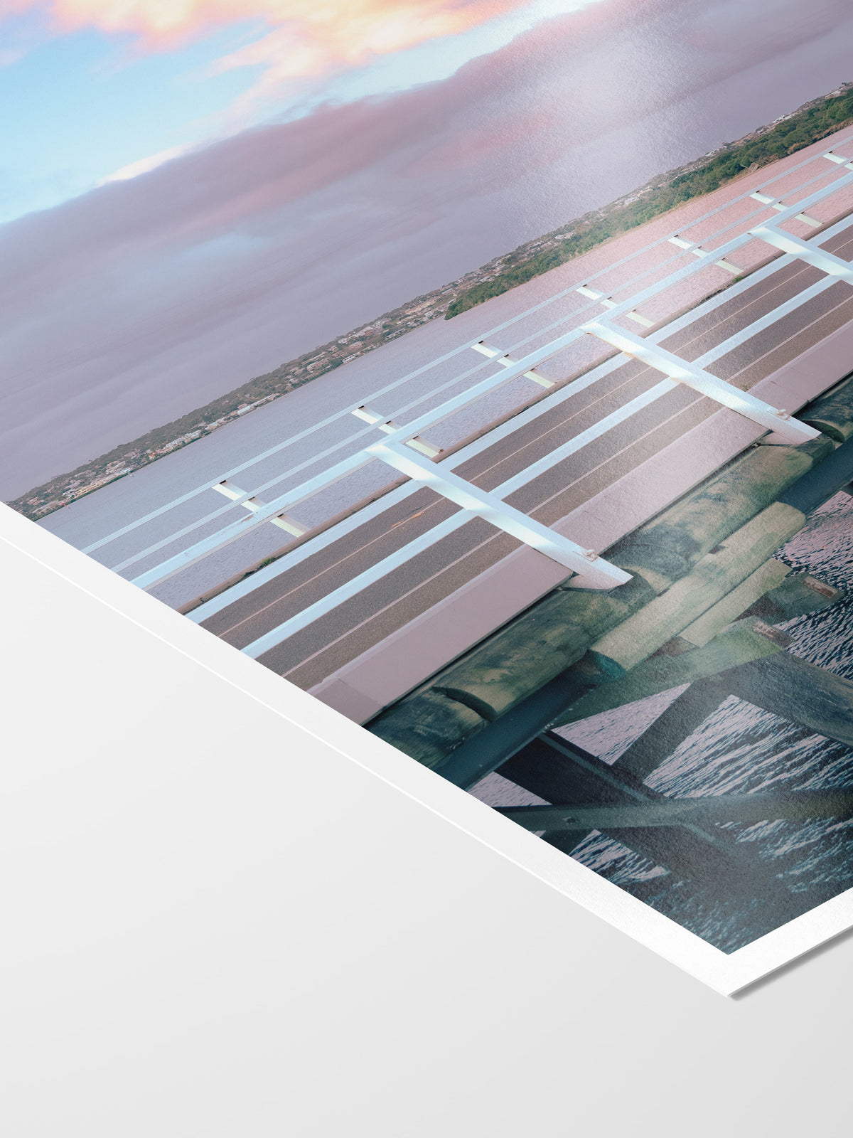Corner of the Winter Solstice at Barwon Heads Bridge print showing archival Smooth Pearl photo paper and white border